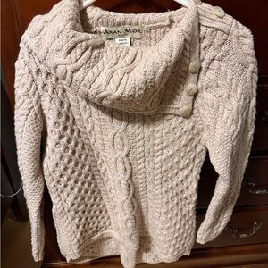 Aran Crafts Women's Cream Cowl Neck Sweater
